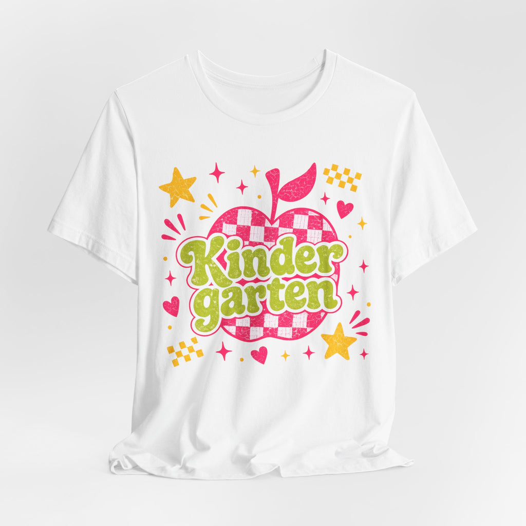 Retro Kindergarten Teacher Shirt | Cute Checkerboard Teacher Tee | Colorful Back to School Bella Canvas 3001