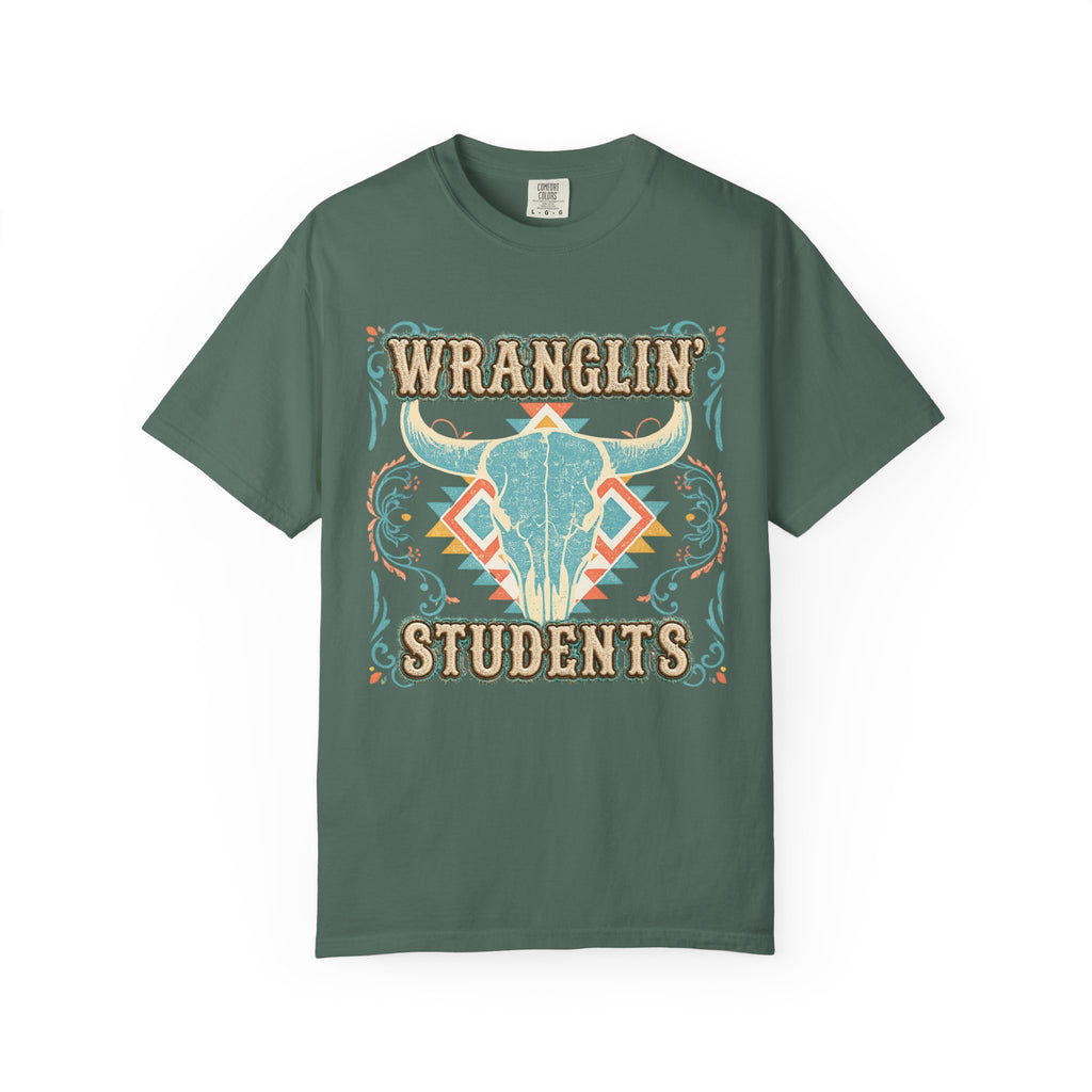 Wranglin' Students Western Teacher Shirt | Retro Cowgirl Teacher Tee | Vintage Western Classroom Graphic | Cute Country Teacher T-Shirt | Back to School Gift