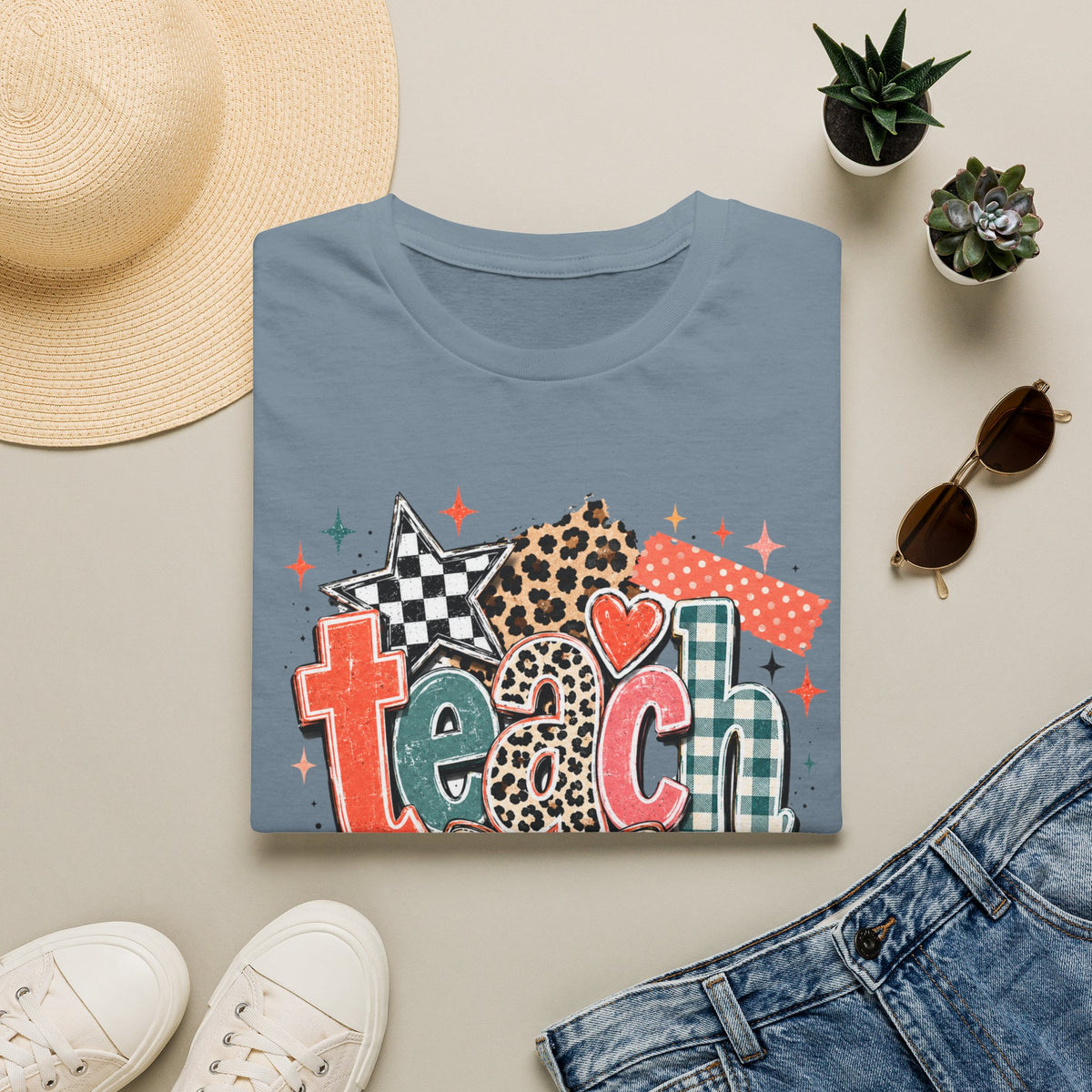 Teach Teacher Shirt | Retro Colorful Teacher Tee | Coquette Teacher Shirt