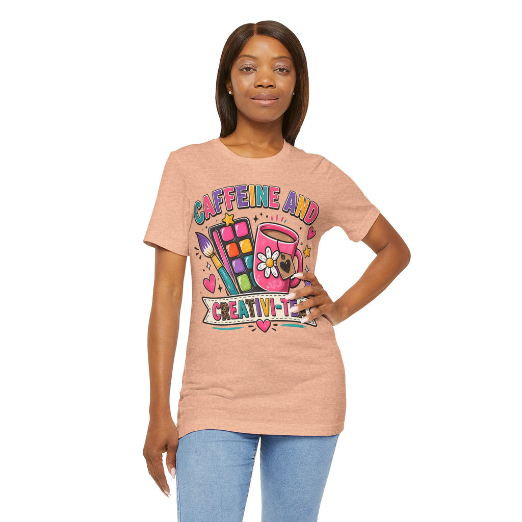 Caffeine & Creativi-tea Shirt | Art Teacher Shirt | Cute Coffee Lover Tee | Creative Teacher Gift | Funny Teacher Graphic Tee