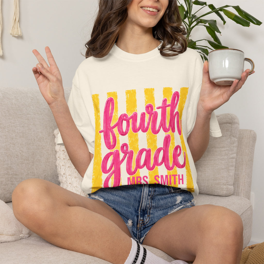 Personalized Fourth Grade Teacher Shirt | 4th Grade Team Tee | Painted Script Back to School Shirt