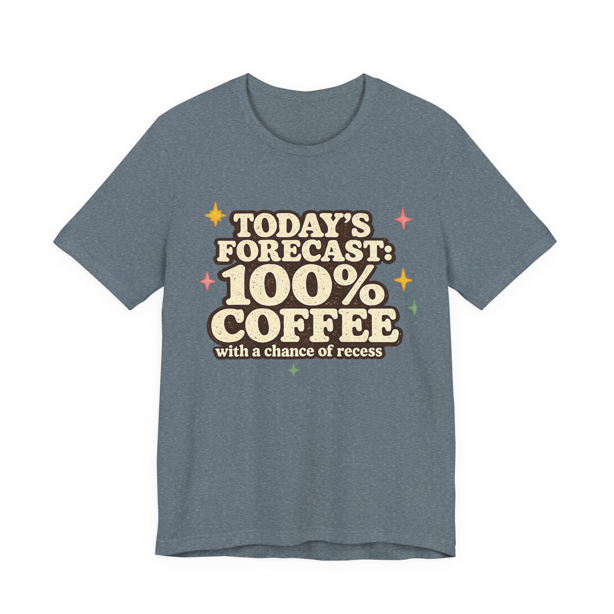 Coffee With a Chance of Recess Teacher Shirt | Bella+Canvas 3001 Graphic Tee | Coffee Lover Gift | Retro Teacher Tee