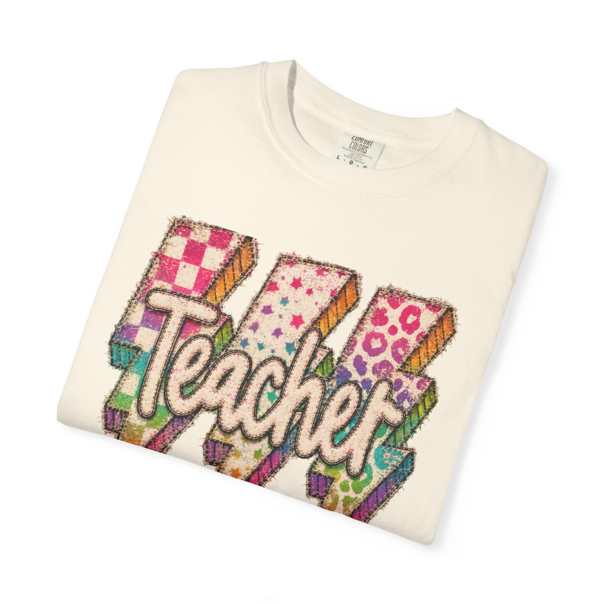 Teacher Lightning Bolt Shirt | Retro Teacher T-Shirt | Colorful Back to School Teacher Tee | Cute Teacher Gift | Comfort Colors Graphic Tee