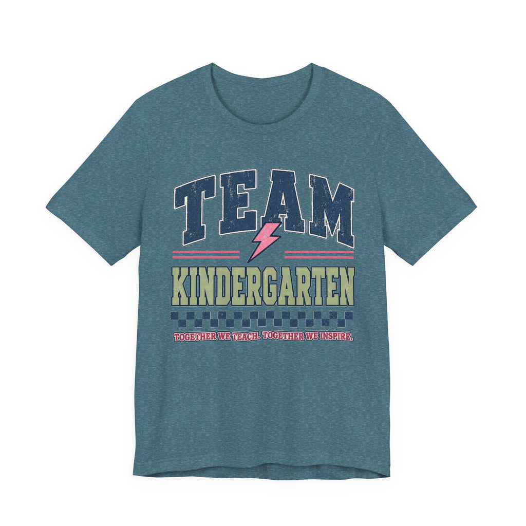Kindergarten Varsity Teacher Shirt | Teacher Tee | Back to School Teacher Gift | Bella+Canvas 3001 Graphic T-Shirt