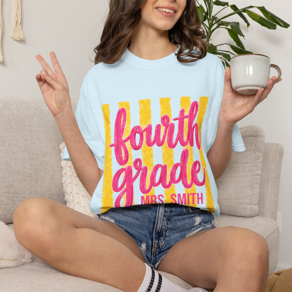 Personalized Fourth Grade Teacher Shirt | 4th Grade Team Tee | Painted Script Back to School Shirt