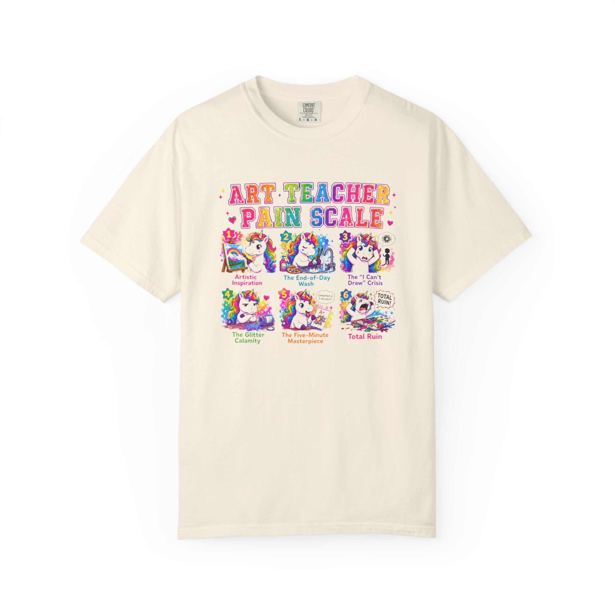 Art Teacher Pain Scale Shirt | Funny Art Teacher T-Shirt | Elementary Art Teacher Gift | Back to School Teacher Tee | Creative Teacher Graphic Tee