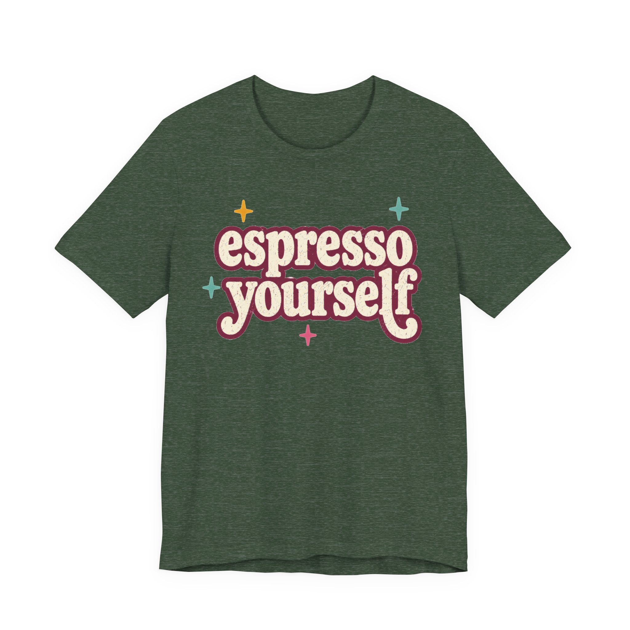 Espresso Yourself Teacher Shirt | Bella+Canvas 3001 Graphic Tee | Coffee Lover Gift | Retro Teacher Tee