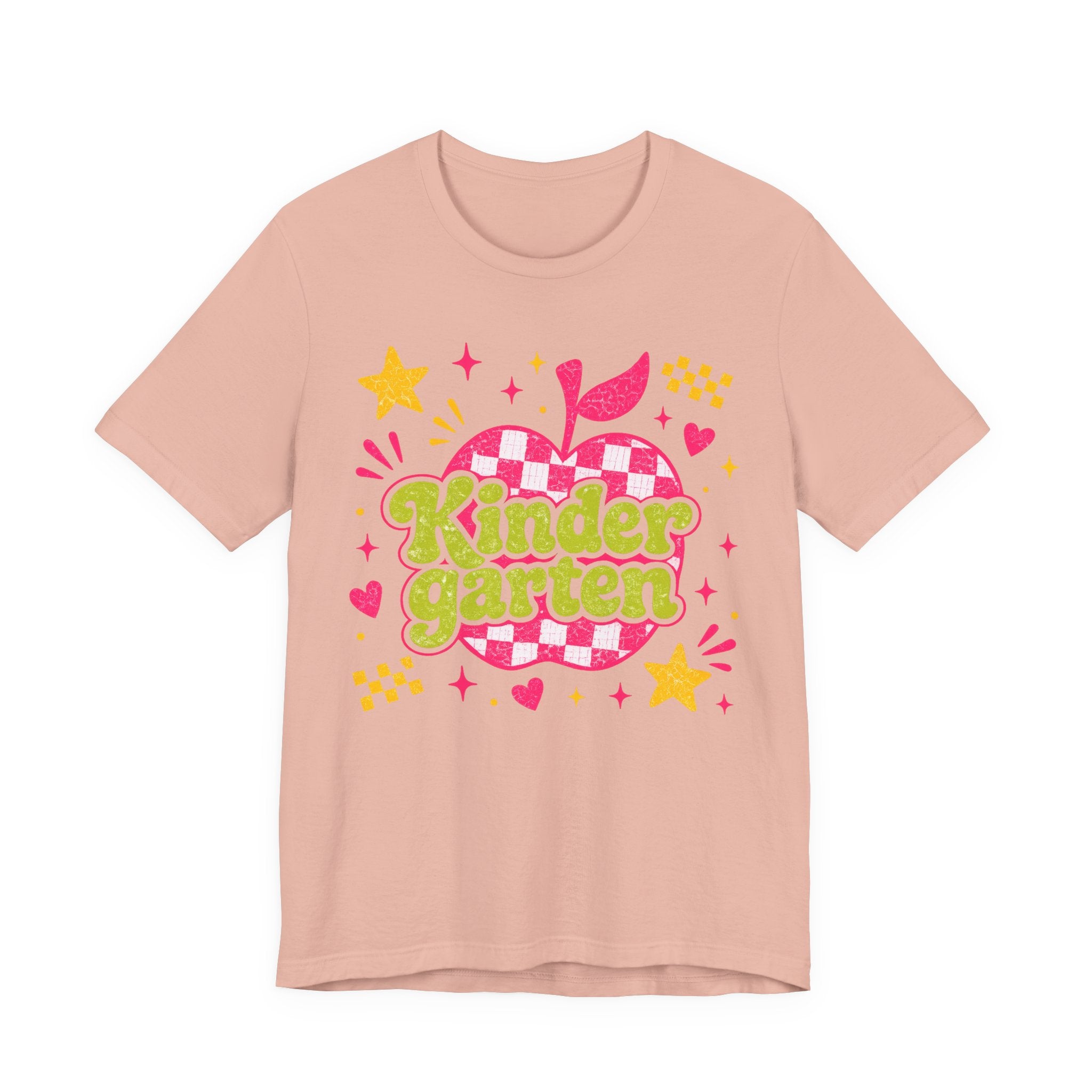 Retro Kindergarten Teacher Shirt | Cute Checkerboard Teacher Tee | Colorful Back to School Bella Canvas 3001