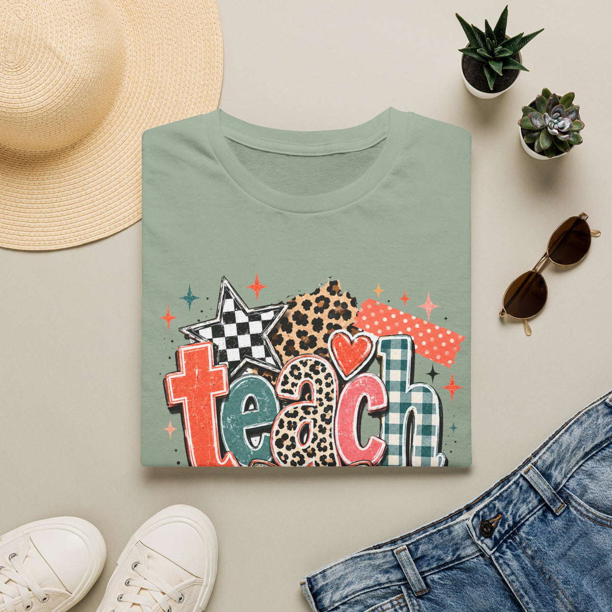 Teach Teacher Shirt | Retro Colorful Teacher Tee | Coquette Teacher Shirt
