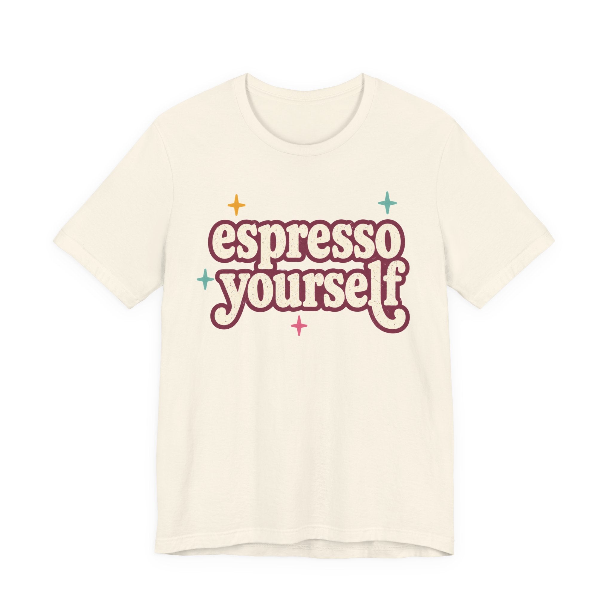 Espresso Yourself Teacher Shirt | Bella+Canvas 3001 Graphic Tee | Coffee Lover Gift | Retro Teacher Tee