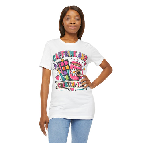 Caffeine & Creativi-tea Shirt | Art Teacher Shirt | Cute Coffee Lover Tee | Creative Teacher Gift | Funny Teacher Graphic Tee
