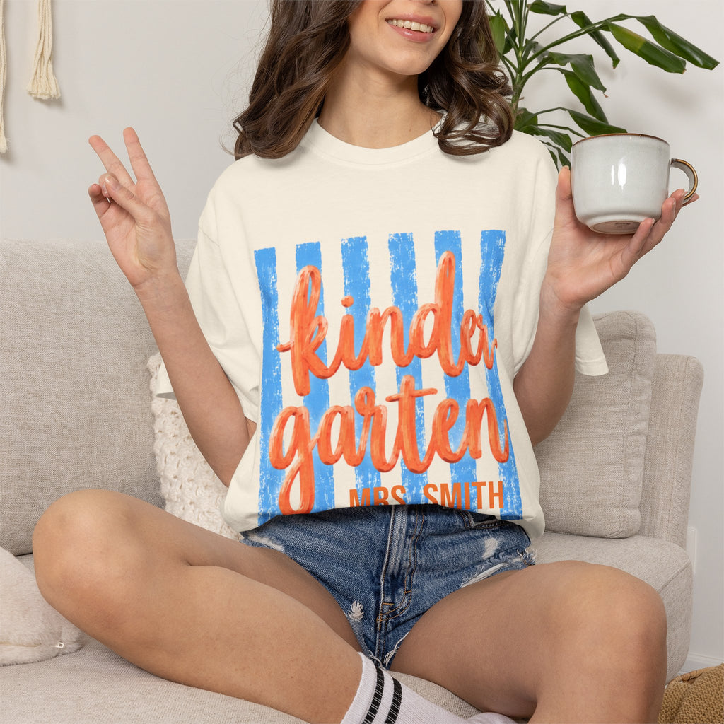 Personalized Kindergarten Teacher Shirt | Kinder Grade Level Team Tee | Painted Script Back to School Shirt
