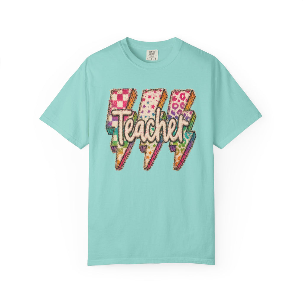 Teacher Lightning Bolt Shirt | Retro Teacher T-Shirt | Colorful Back to School Teacher Tee | Cute Teacher Gift | Comfort Colors Graphic Tee
