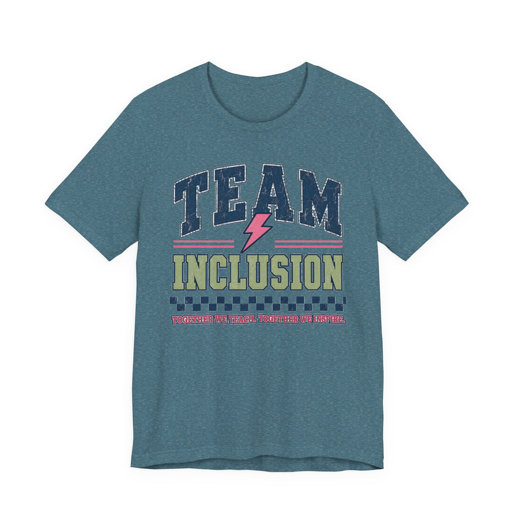 Team Inclusion SPED Varsity Teacher Shirt | Custom Teacher Tee | Back to School Teacher Gift | Bella+Canvas 3001 Graphic T-Shirt
