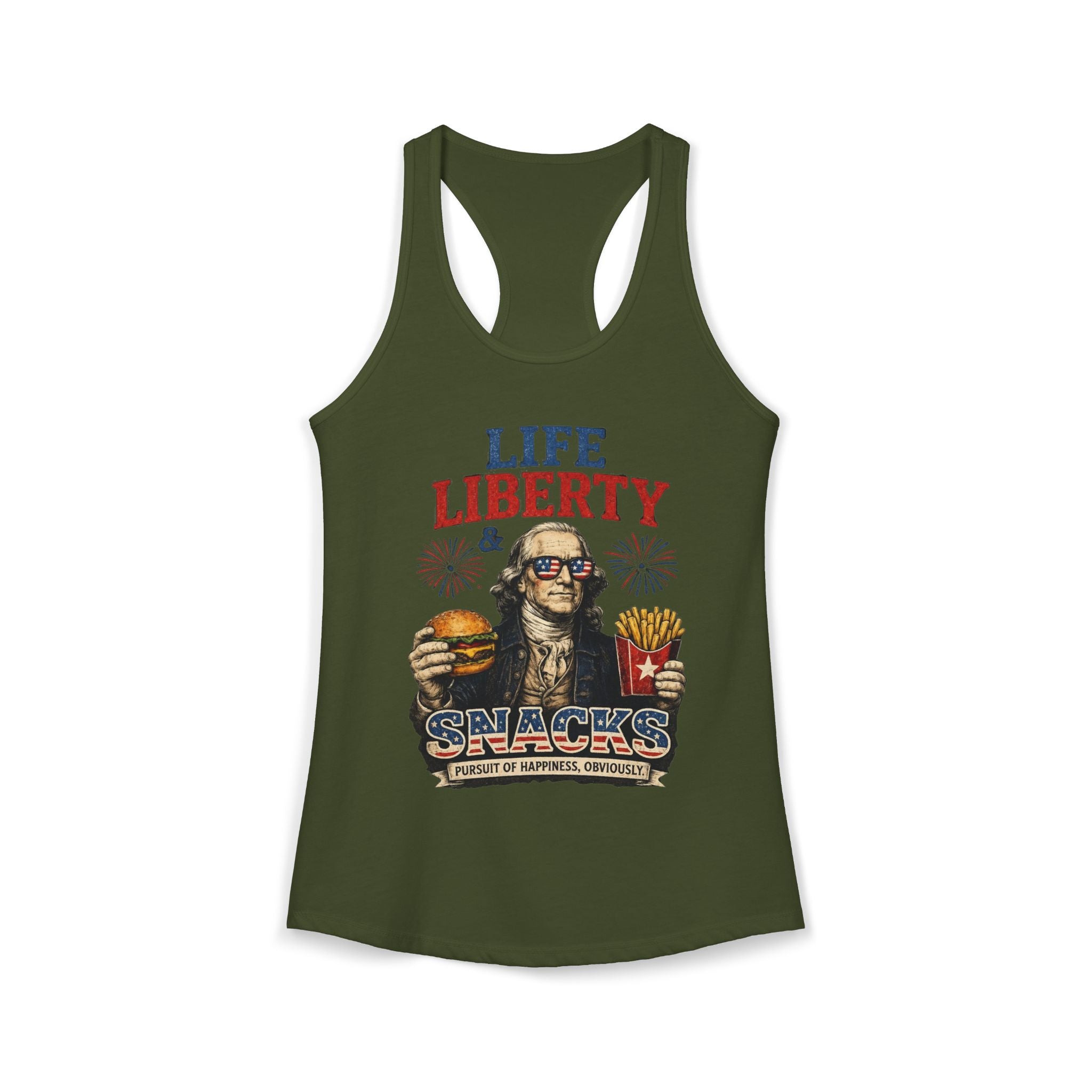 Life Liberty & Snacks | Vintage Fourth of July Women's Ideal Racerback Tank