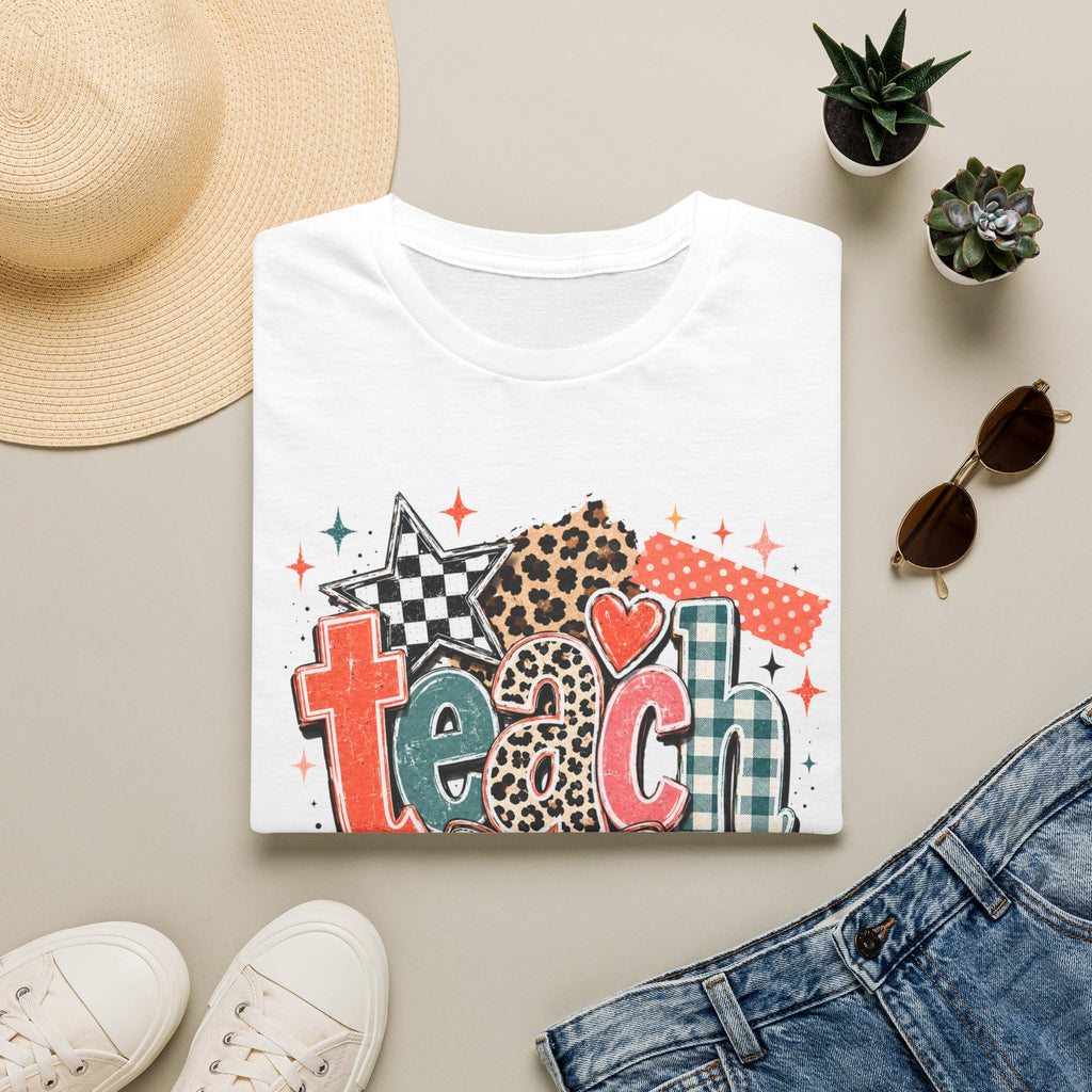 Teach Teacher Shirt | Retro Colorful Teacher Tee | Coquette Teacher Shirt