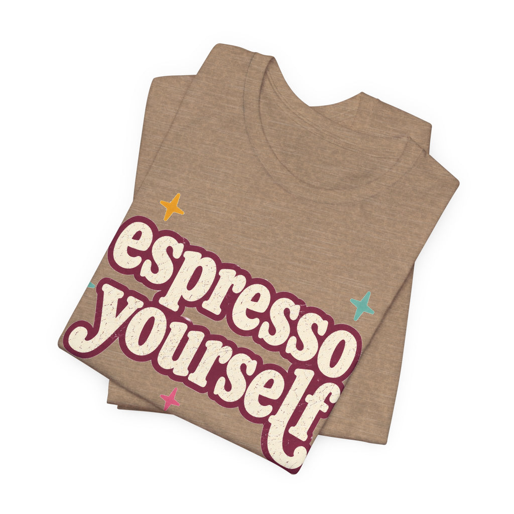 Espresso Yourself Teacher Shirt | Bella+Canvas 3001 Graphic Tee | Coffee Lover Gift | Retro Teacher Tee