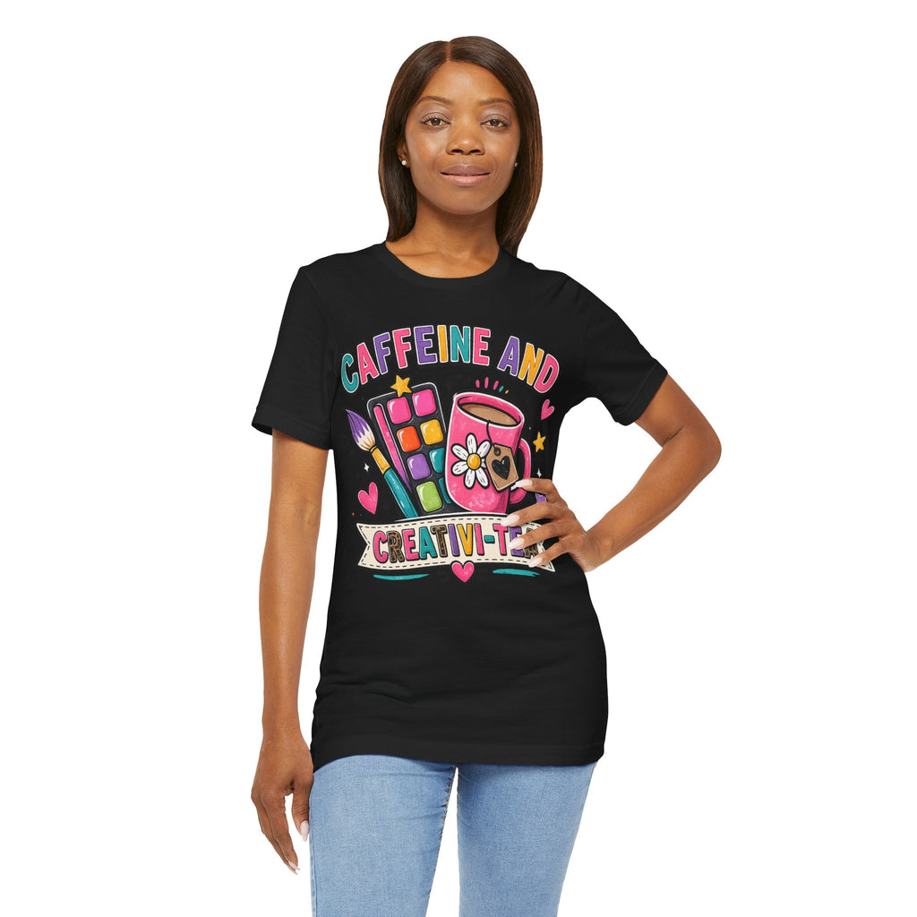 Caffeine & Creativi-tea Shirt | Art Teacher Shirt | Cute Coffee Lover Tee | Creative Teacher Gift | Funny Teacher Graphic Tee
