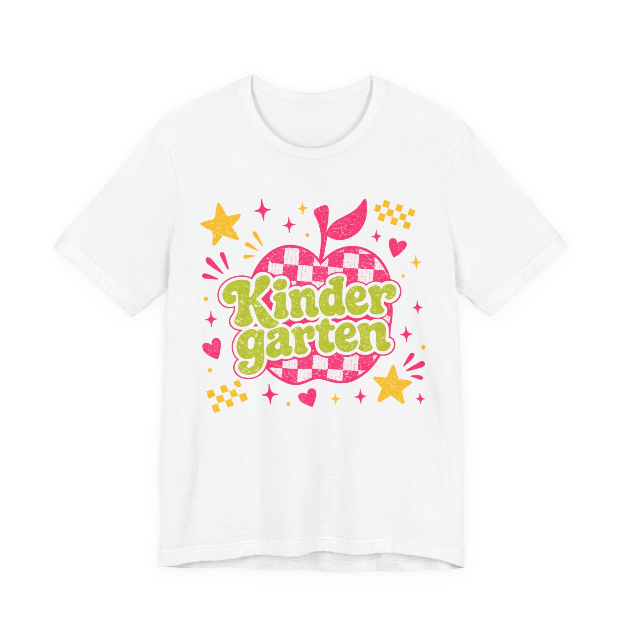 Retro Kindergarten Teacher Shirt | Cute Checkerboard Teacher Tee | Colorful Back to School Bella Canvas 3001