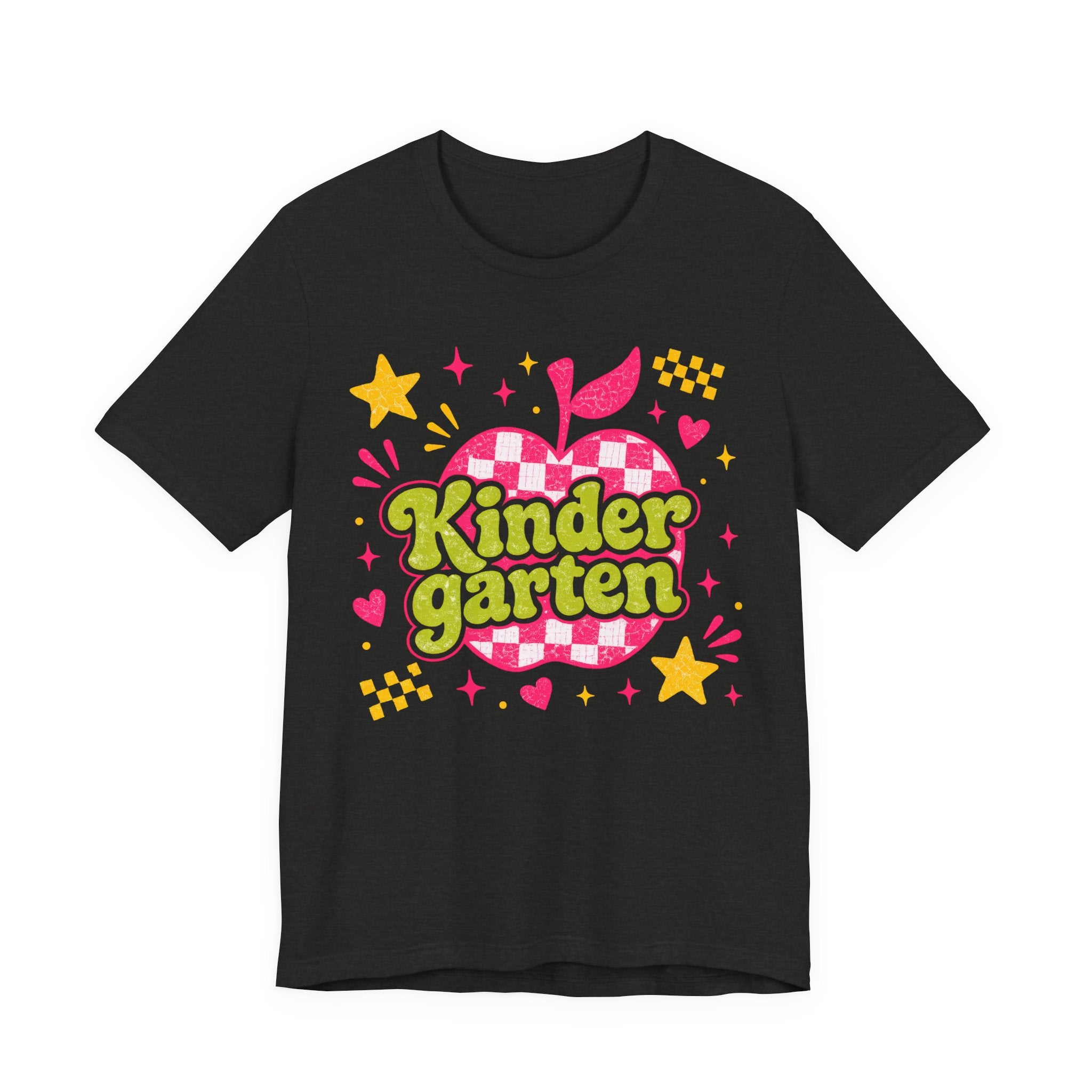 Retro Kindergarten Teacher Shirt | Cute Checkerboard Teacher Tee | Colorful Back to School Bella Canvas 3001