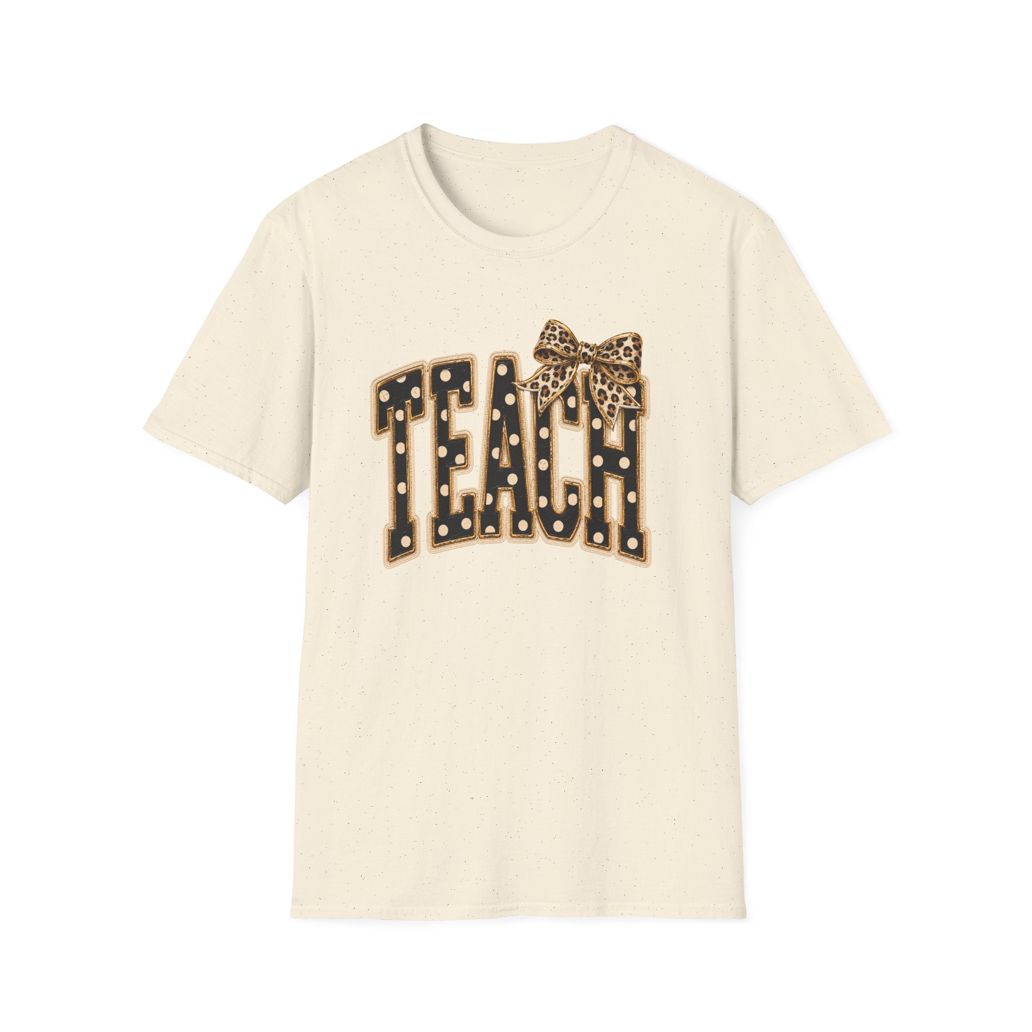 Teach Teacher Shirt | Leopard Bow Teacher Tee | Faux Embroidered Teacher Shirt