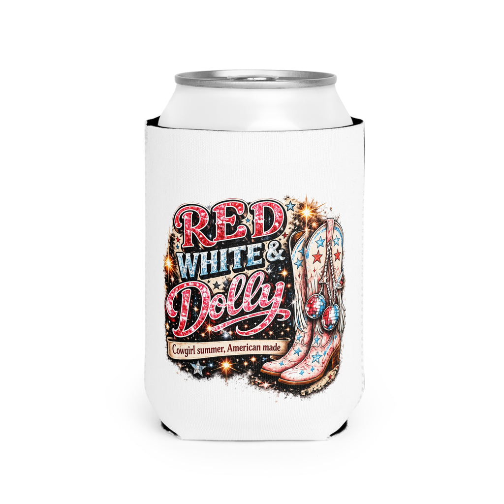 Red White and Dolly! Can Cooler Sleeve