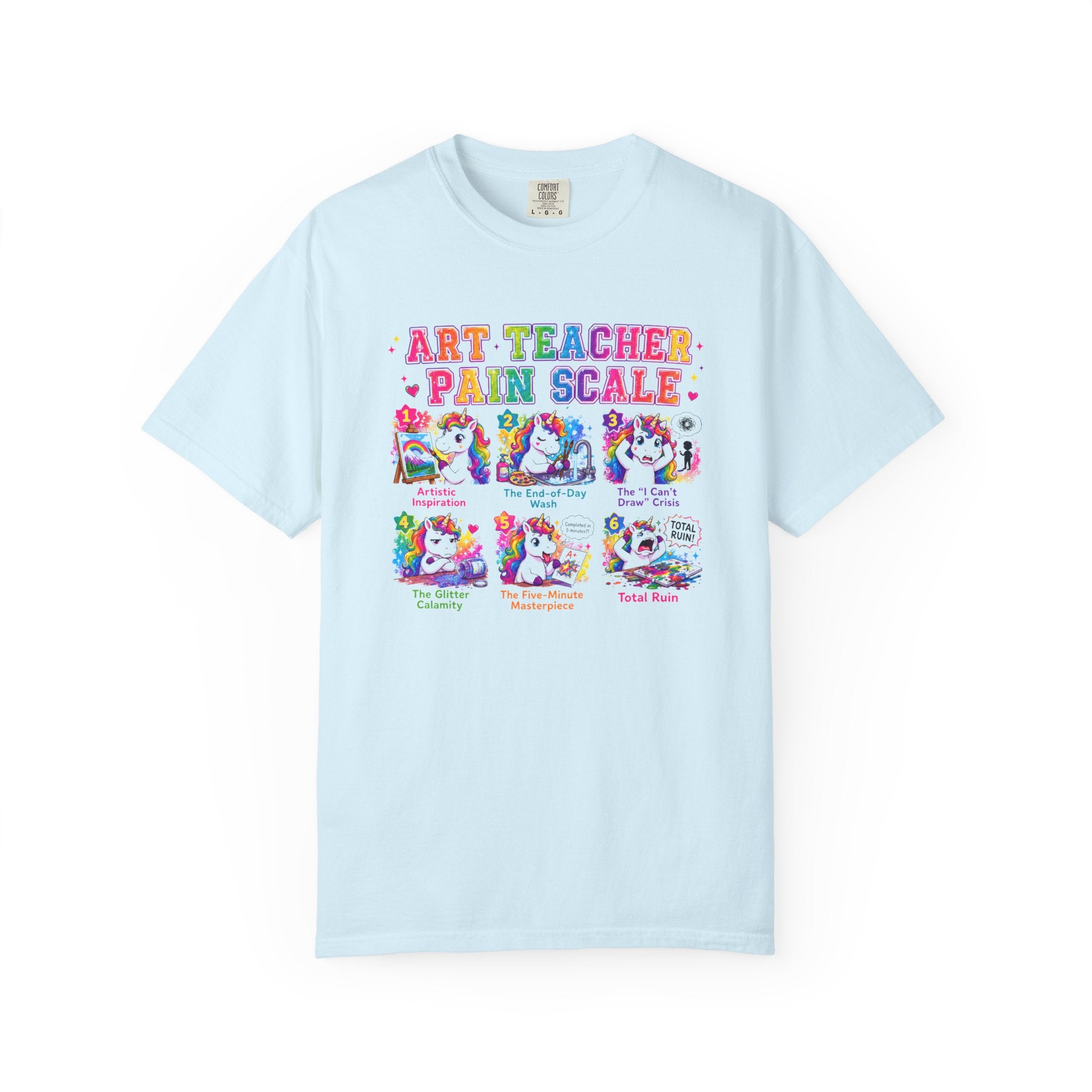 Art Teacher Pain Scale Shirt | Funny Art Teacher T-Shirt | Elementary Art Teacher Gift | Back to School Teacher Tee | Creative Teacher Graphic Tee
