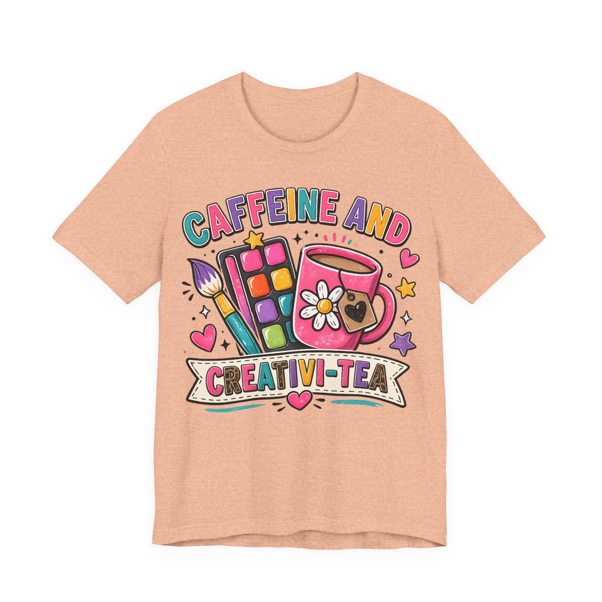 Caffeine & Creativi-tea Shirt | Art Teacher Shirt | Cute Coffee Lover Tee | Creative Teacher Gift | Funny Teacher Graphic Tee