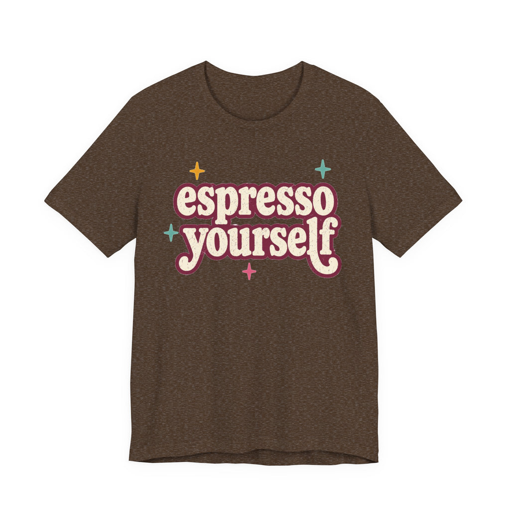 Espresso Yourself Teacher Shirt | Bella+Canvas 3001 Graphic Tee | Coffee Lover Gift | Retro Teacher Tee