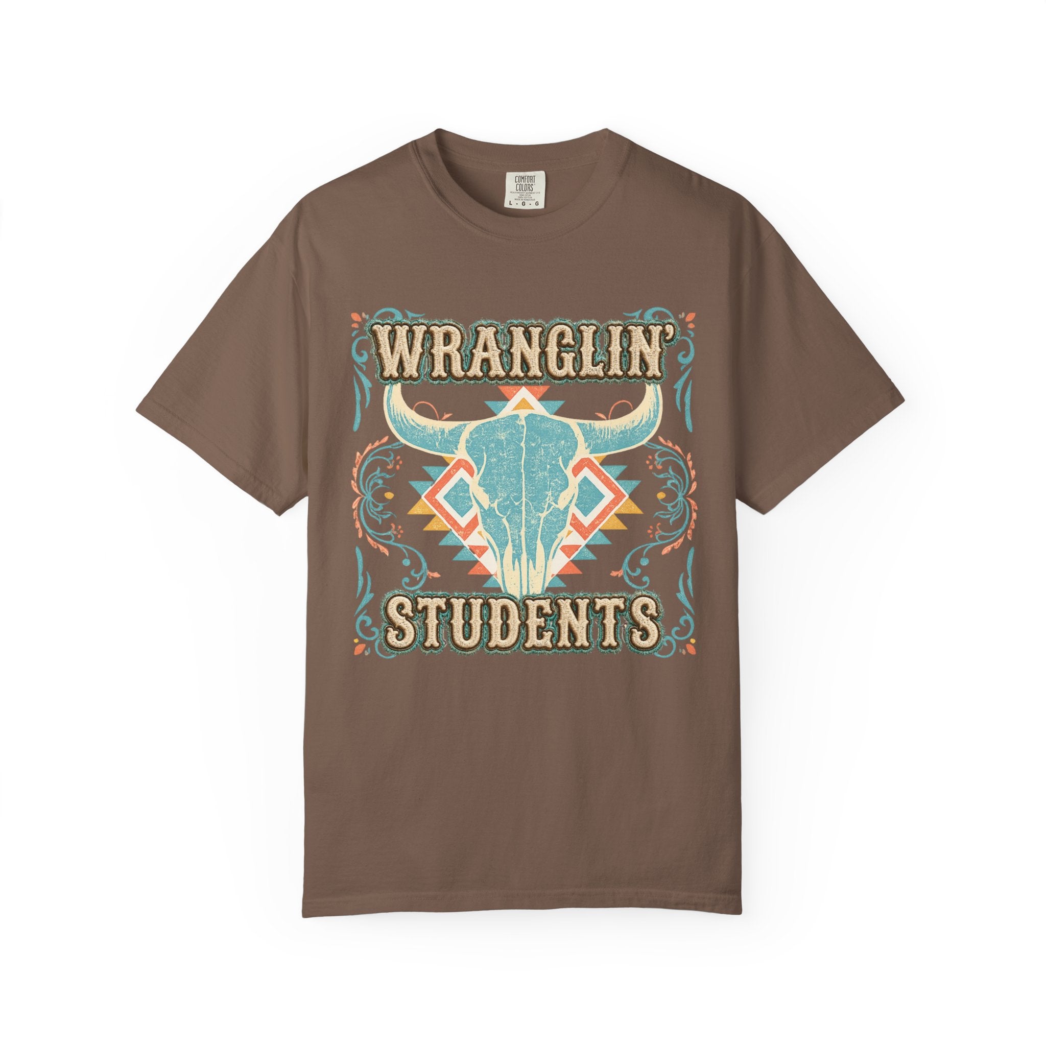 Wranglin' Students Western Teacher Shirt | Retro Cowgirl Teacher Tee | Vintage Western Classroom Graphic | Cute Country Teacher T-Shirt | Back to School Gift