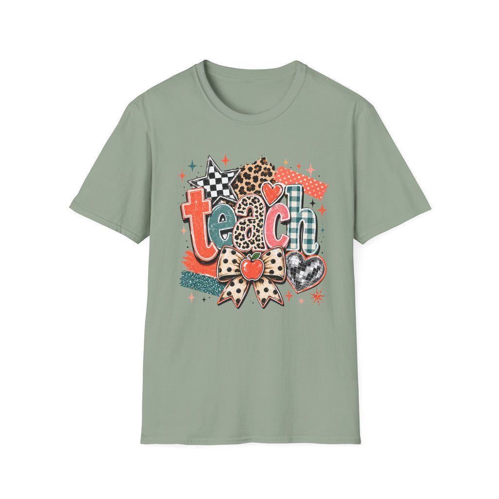 Teach Teacher Shirt | Retro Colorful Teacher Tee | Coquette Teacher Shirt
