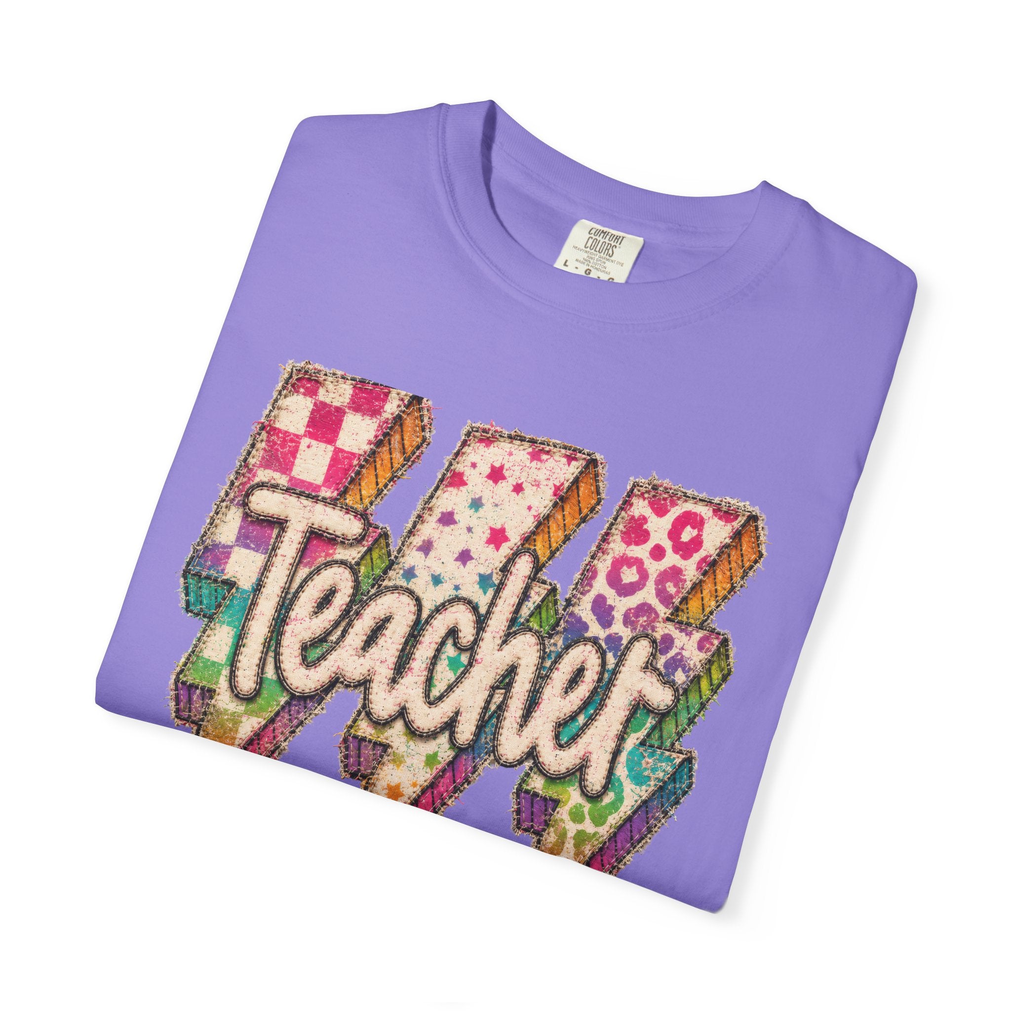 Teacher Lightning Bolt Shirt | Retro Teacher T-Shirt | Colorful Back to School Teacher Tee | Cute Teacher Gift | Comfort Colors Graphic Tee