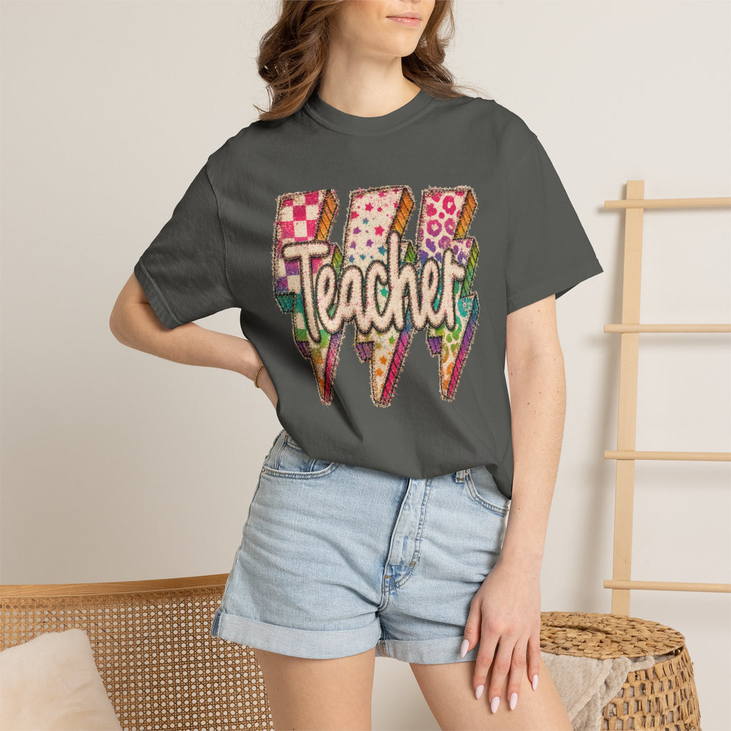 Teacher Lightning Bolt Shirt | Retro Teacher T-Shirt | Colorful Back to School Teacher Tee | Cute Teacher Gift | Comfort Colors Graphic Tee