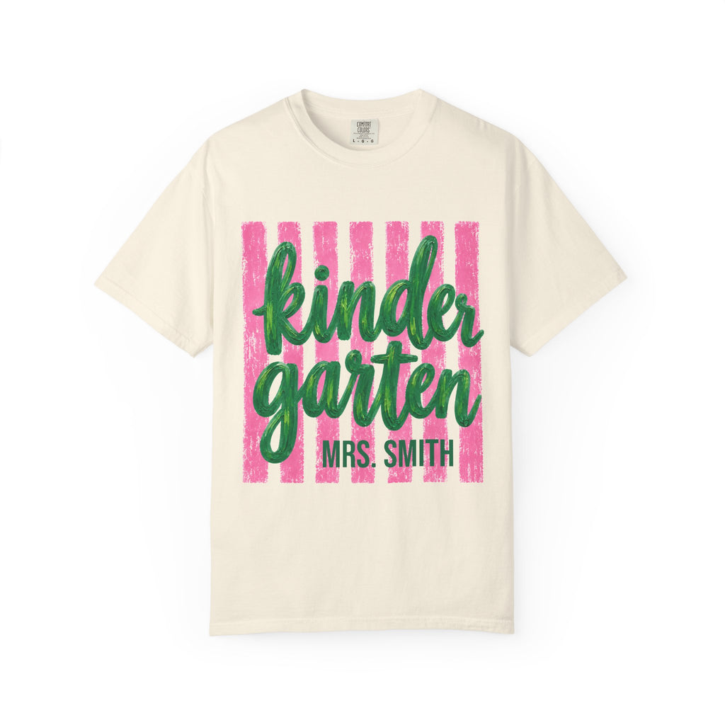 Personalized Kindergarten Teacher Shirt | Kinder Grade Level Team Tee | Painted Script Back to School Shirt