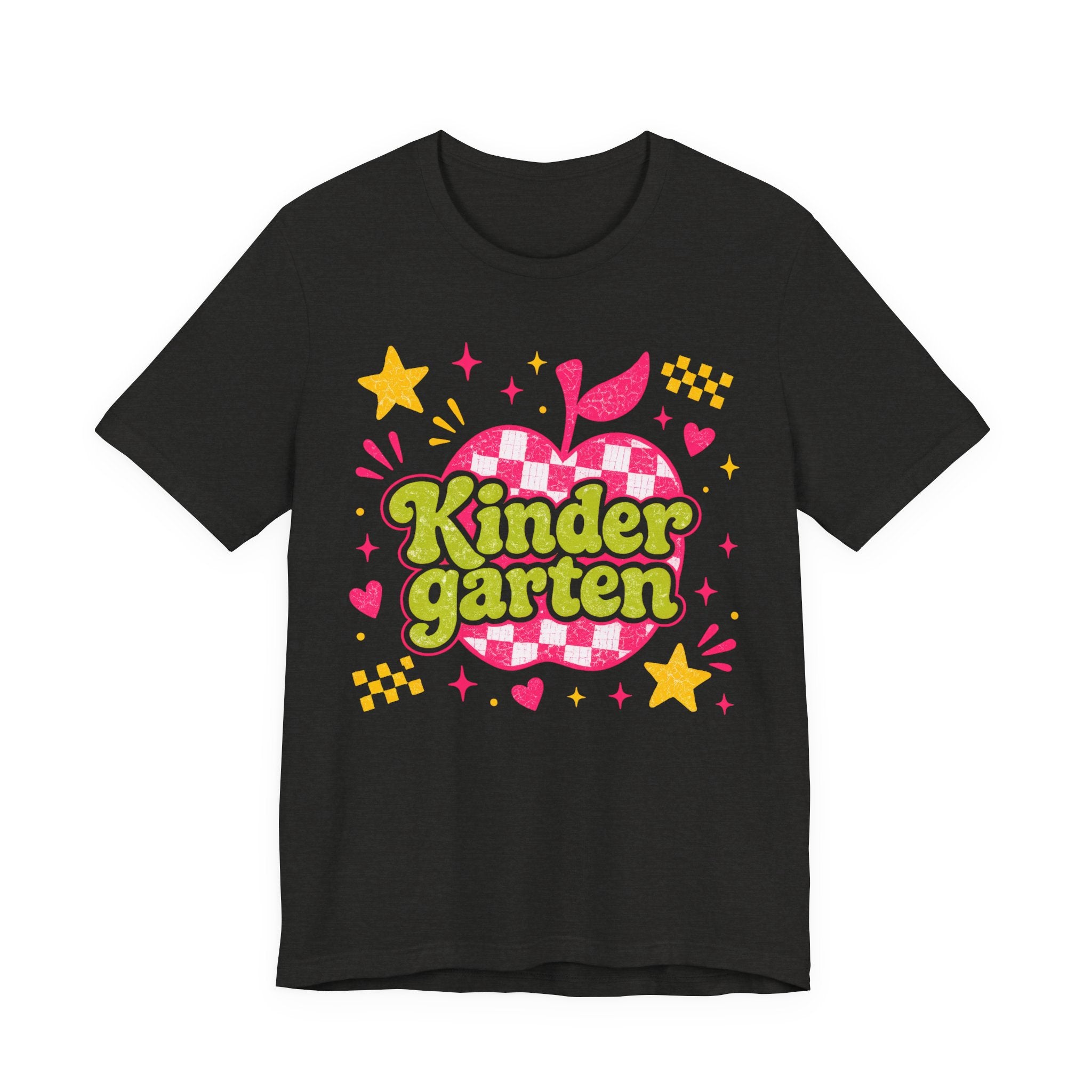 Retro Kindergarten Teacher Shirt | Cute Checkerboard Teacher Tee | Colorful Back to School Bella Canvas 3001