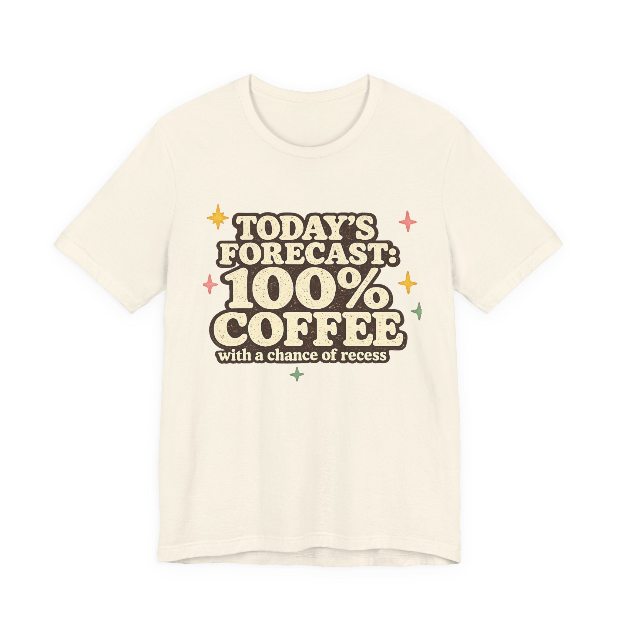 Coffee With a Chance of Recess Teacher Shirt | Bella+Canvas 3001 Graphic Tee | Coffee Lover Gift | Retro Teacher Tee