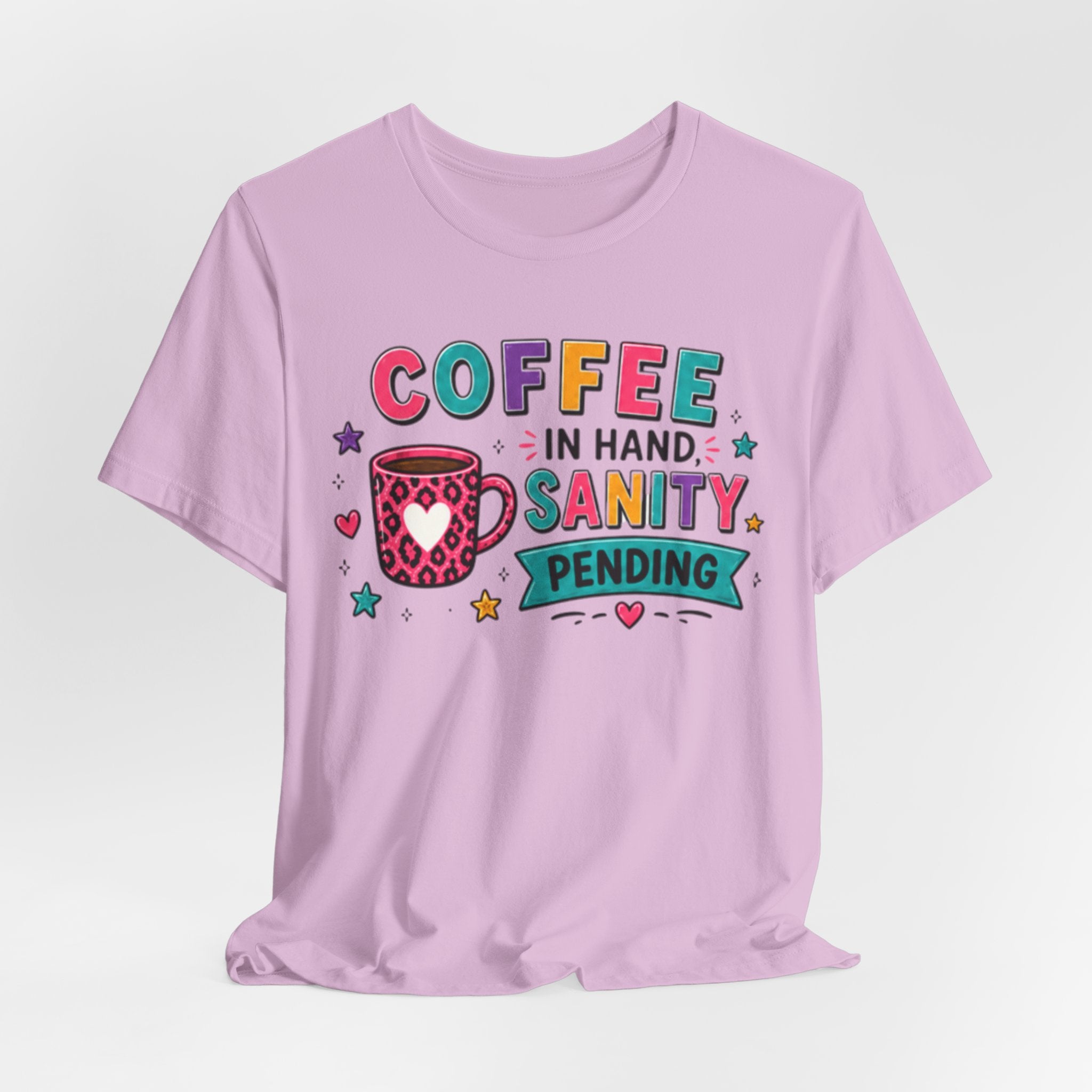 Coffee in Hand, Sanity Loading Tee | Funny Teacher Shirt | Relatable Graphic Tee | Morning Mood Shirt | Caffeine Humor