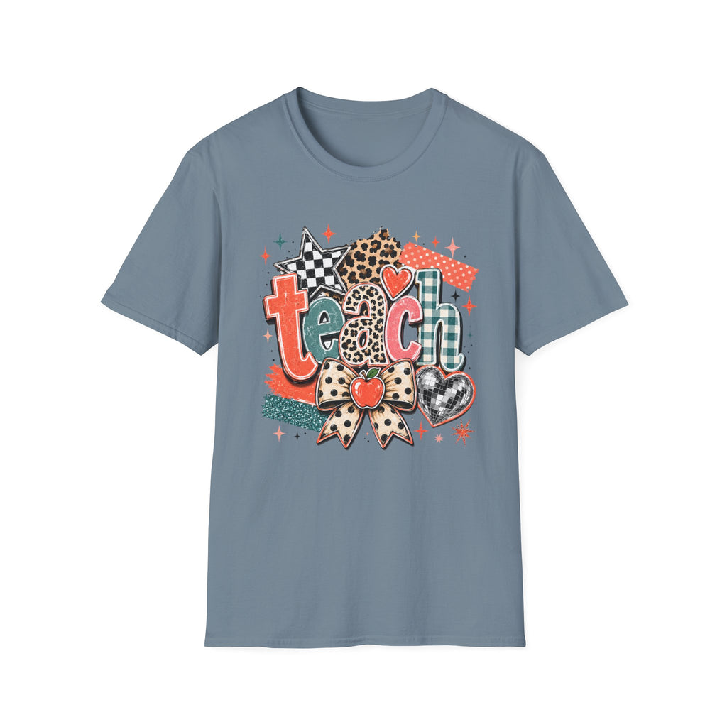 Teach Teacher Shirt | Retro Colorful Teacher Tee | Coquette Teacher Shirt