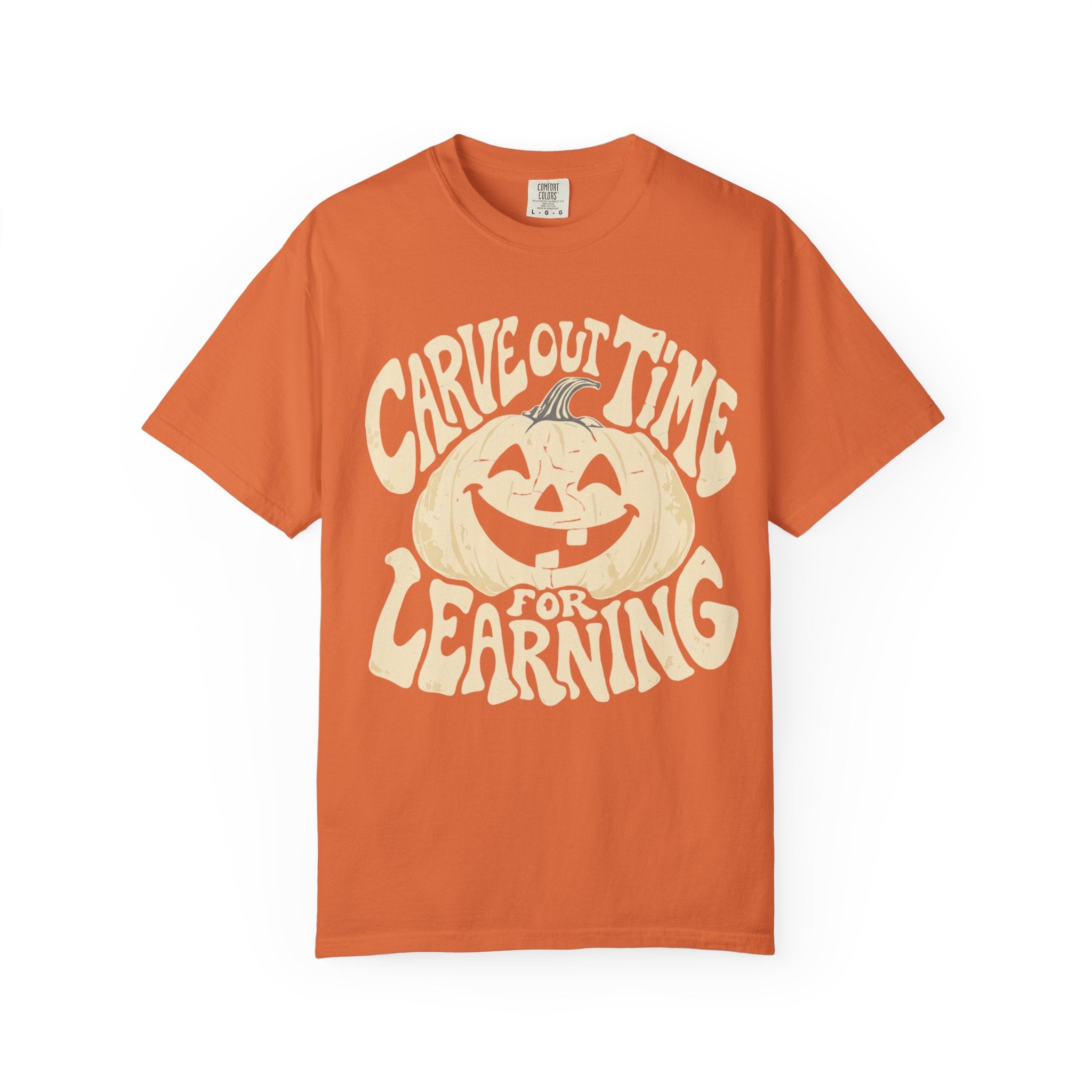 Carve Out Time for Learning Teacher Shirt | Retro Pumpkin Halloween Tee | Fall Teacher Comfort Colors® T-Shirt