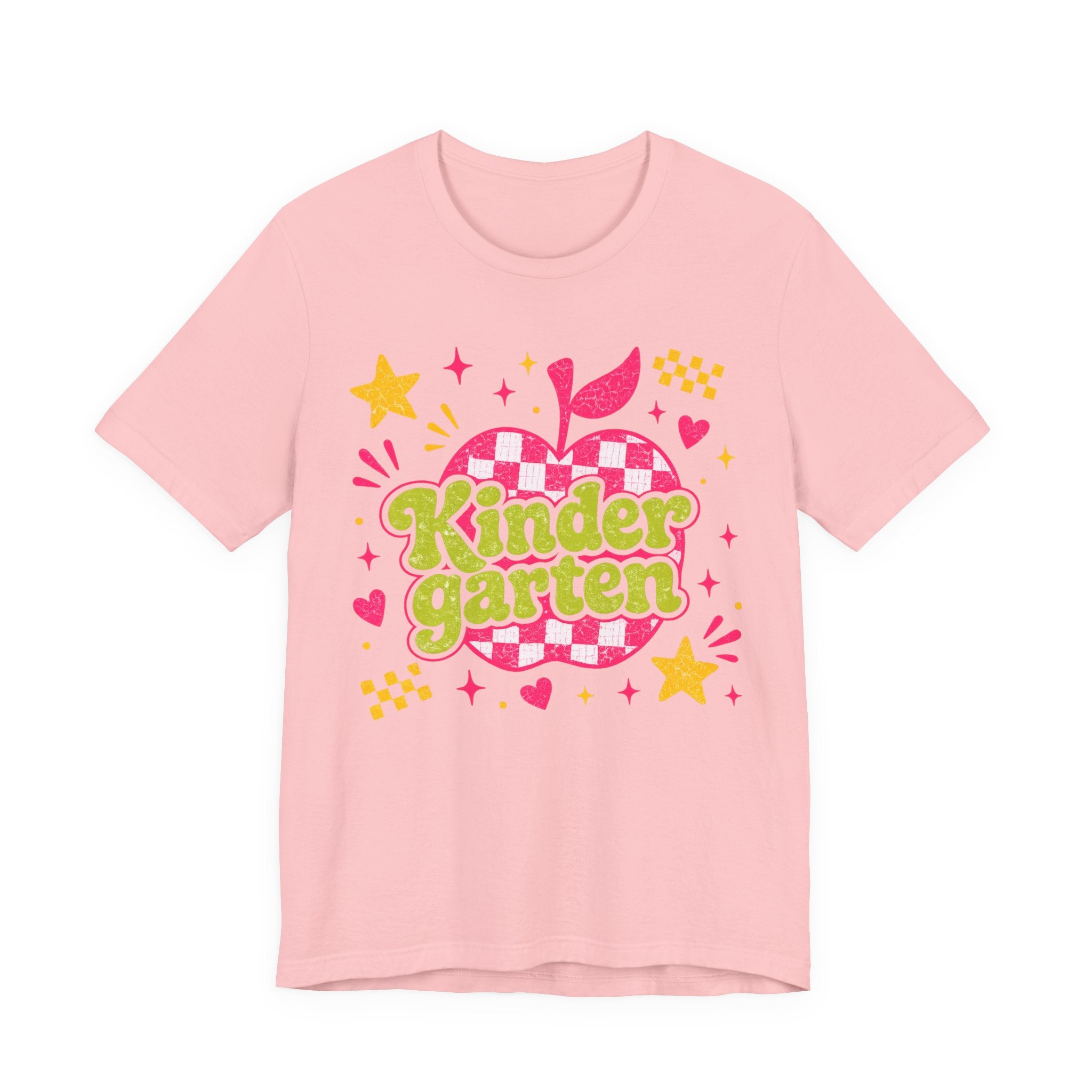 Retro Kindergarten Teacher Shirt | Cute Checkerboard Teacher Tee | Colorful Back to School Bella Canvas 3001