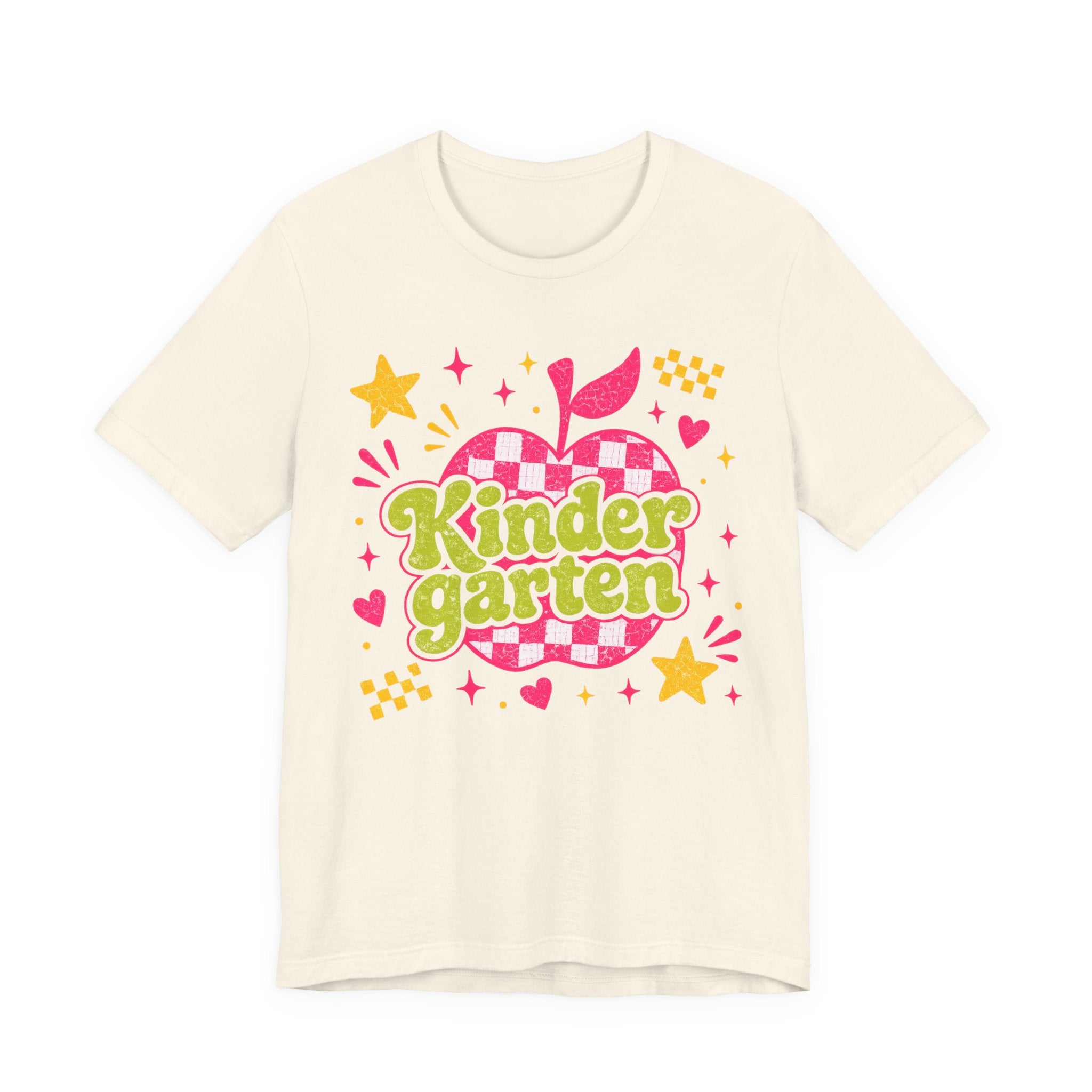 Retro Kindergarten Teacher Shirt | Cute Checkerboard Teacher Tee | Colorful Back to School Bella Canvas 3001