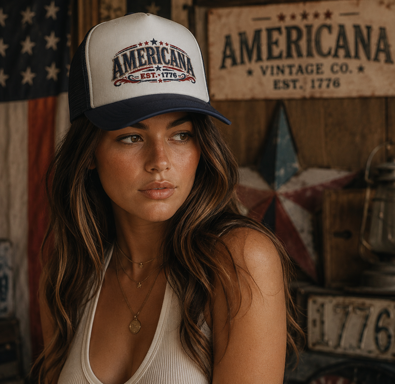 Americana Est. 1776 Vintage Trucker Hat