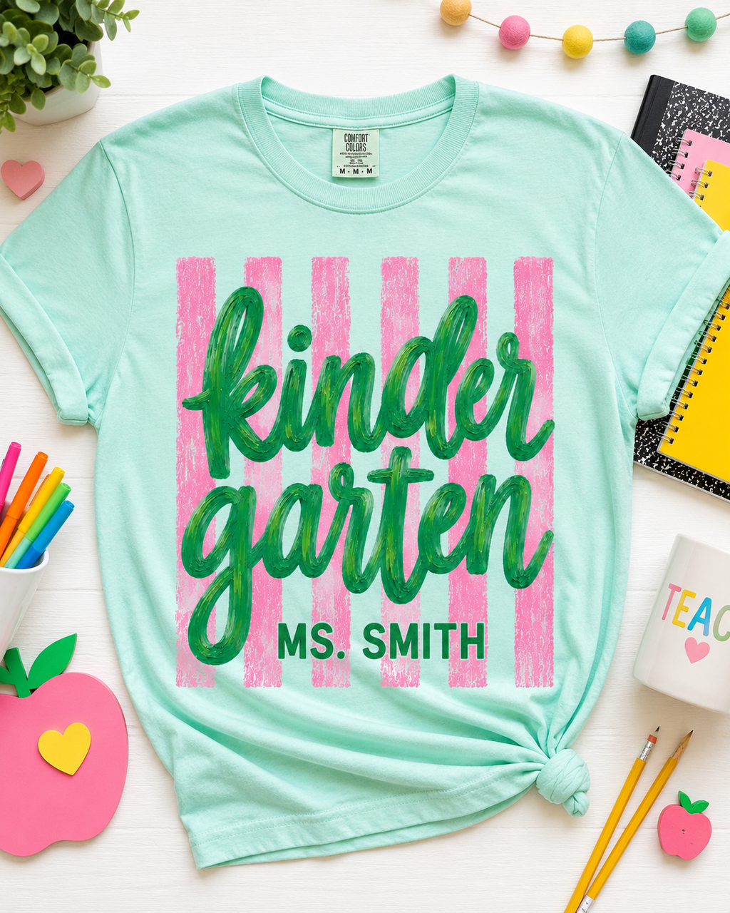 Personalized Kindergarten Teacher Shirt | Kinder Grade Level Team Tee | Painted Script Back to School Shirt