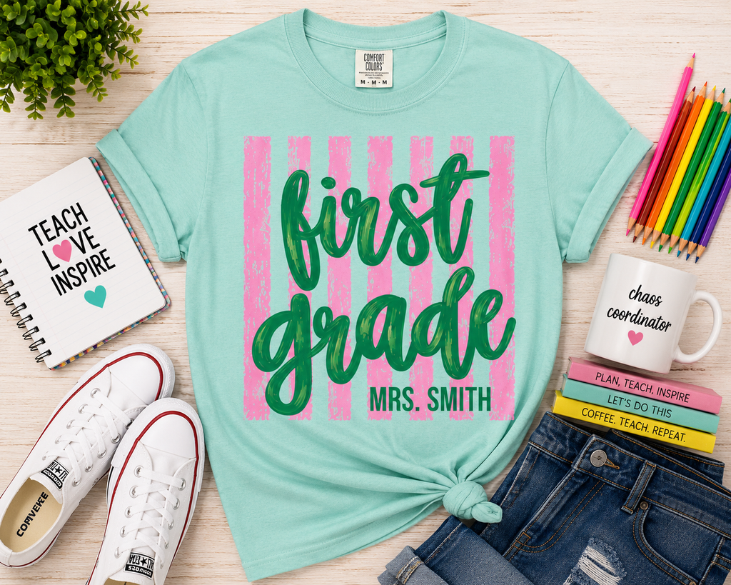 Personalized First Grade Teacher Shirt | 1st Grade Team Tee | Painted Script Back to School Shirt
