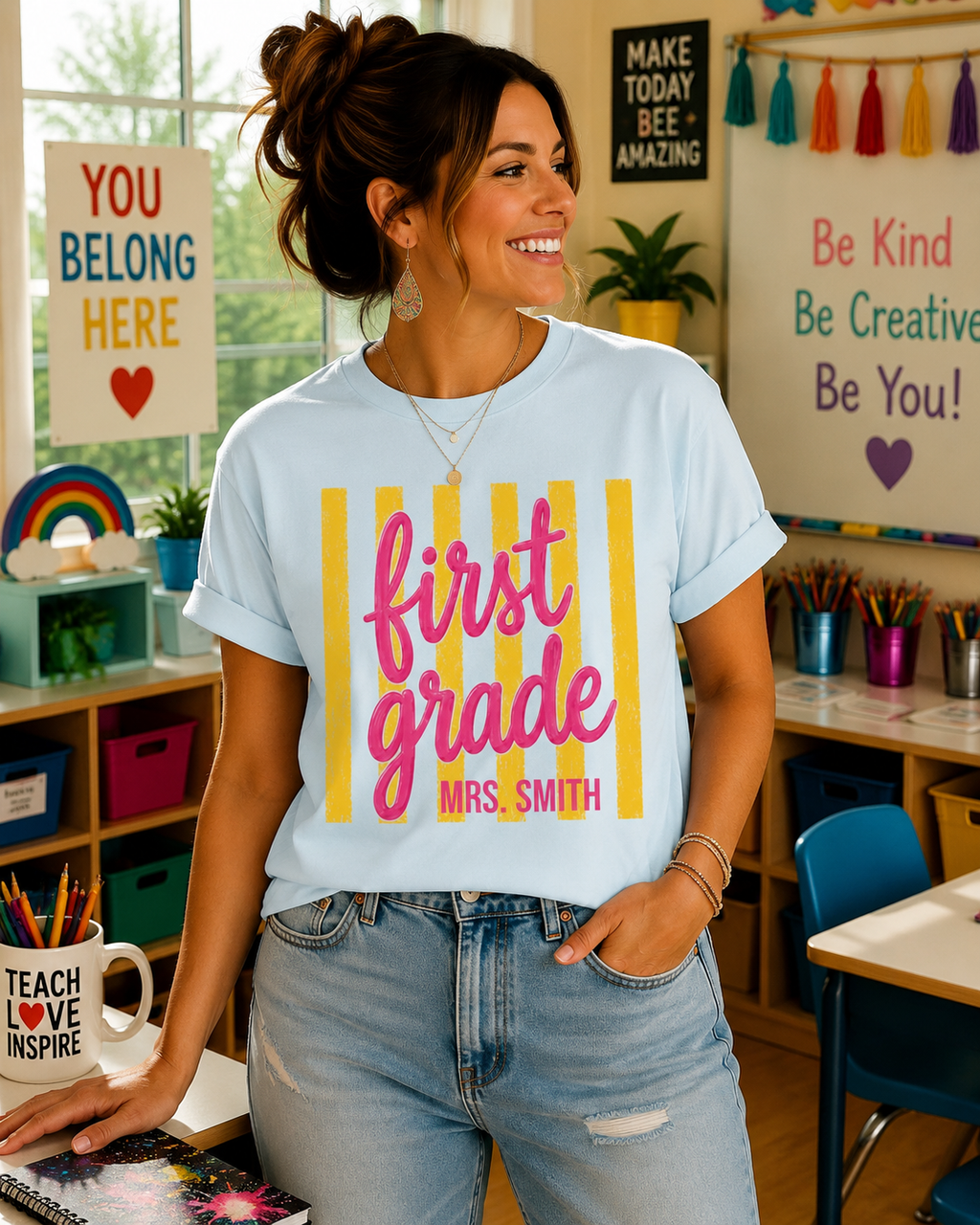 Personalized First Grade Teacher Shirt | 1st Grade Team Tee | Painted Script Back to School Shirt
