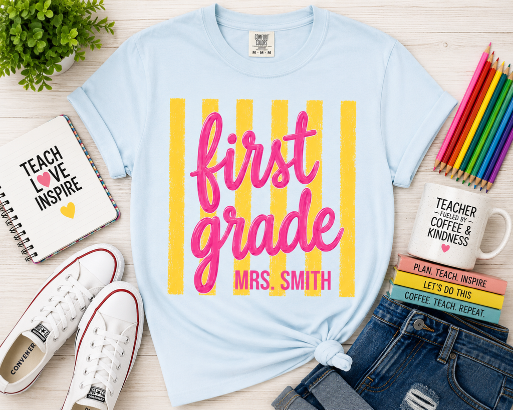 Personalized First Grade Teacher Shirt | 1st Grade Team Tee | Painted Script Back to School Shirt