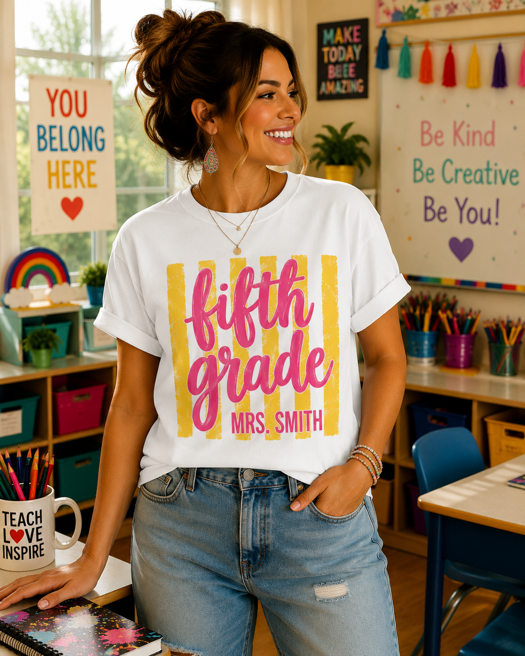 Personalized Fifth Grade Teacher Shirt | 5th Grade Team Tee | Painted Script Back to School Shirt