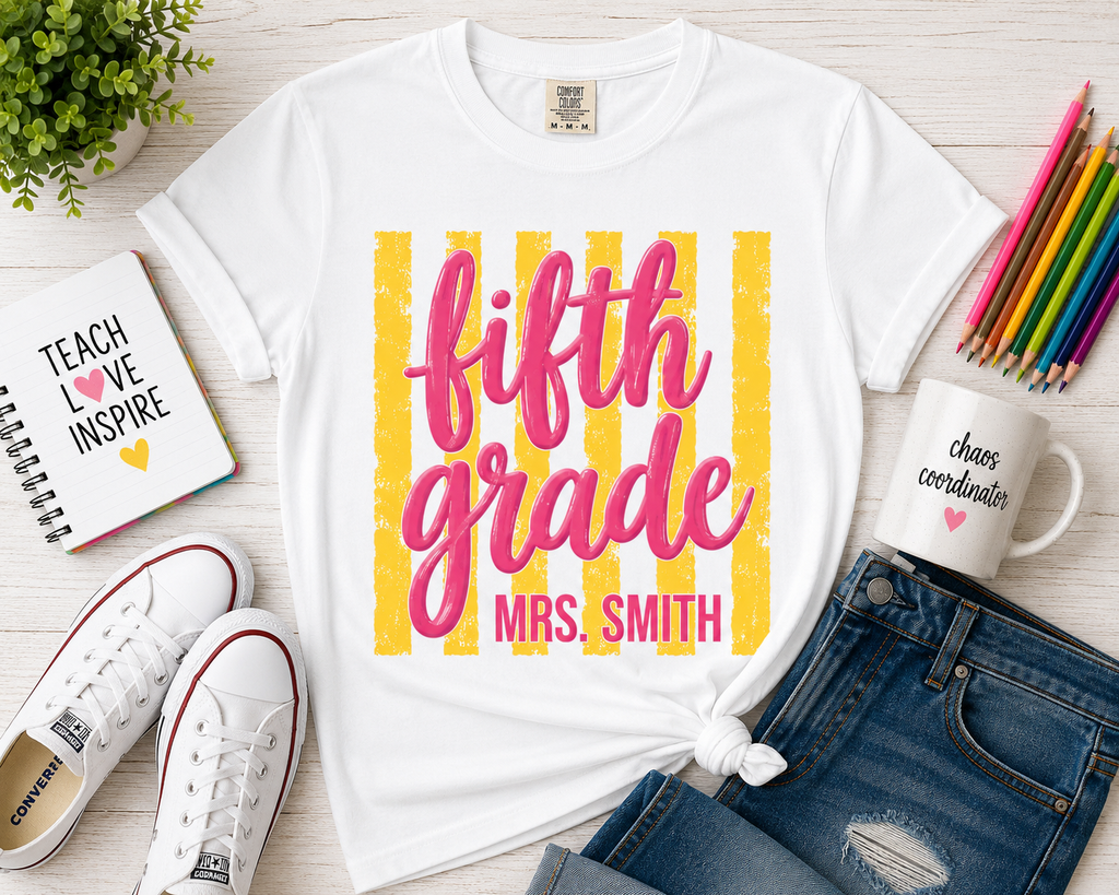 Personalized Fifth Grade Teacher Shirt | 5th Grade Team Tee | Painted Script Back to School Shirt