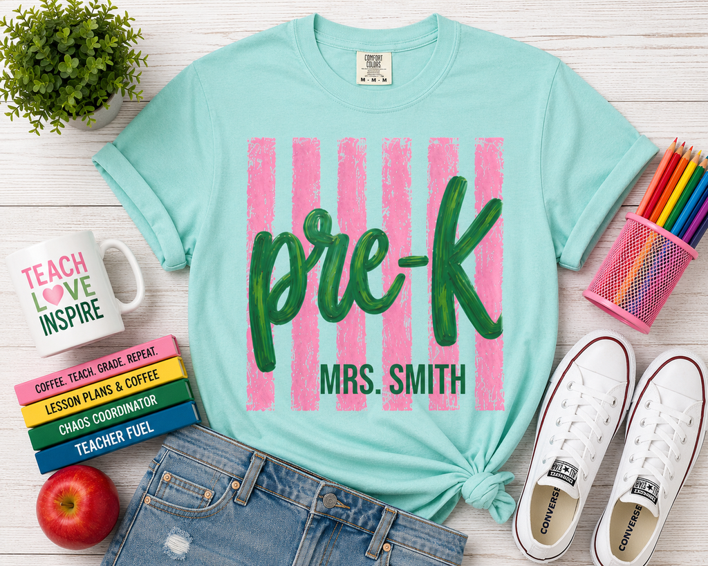 Personalized Pre-K Teacher Shirt | Pre K Grade Level Team Tee | Painted Script Back to School Shirt