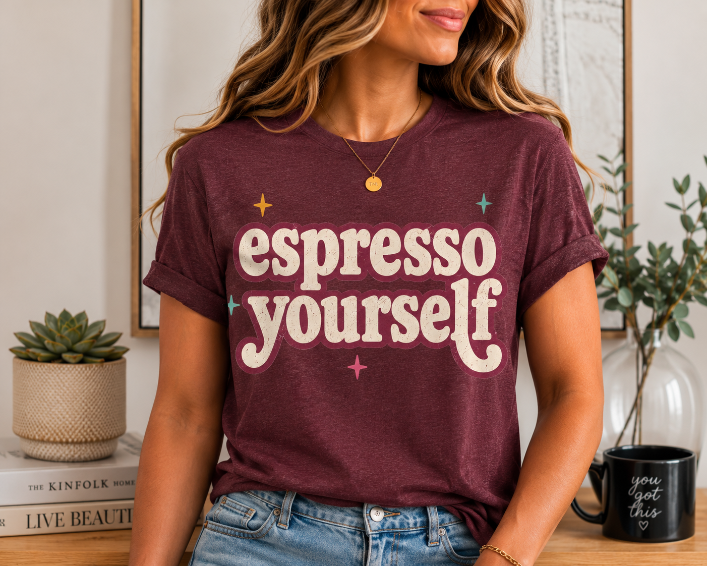 Espresso Yourself Teacher Shirt | Bella+Canvas 3001 Graphic Tee | Coffee Lover Gift | Retro Teacher Tee